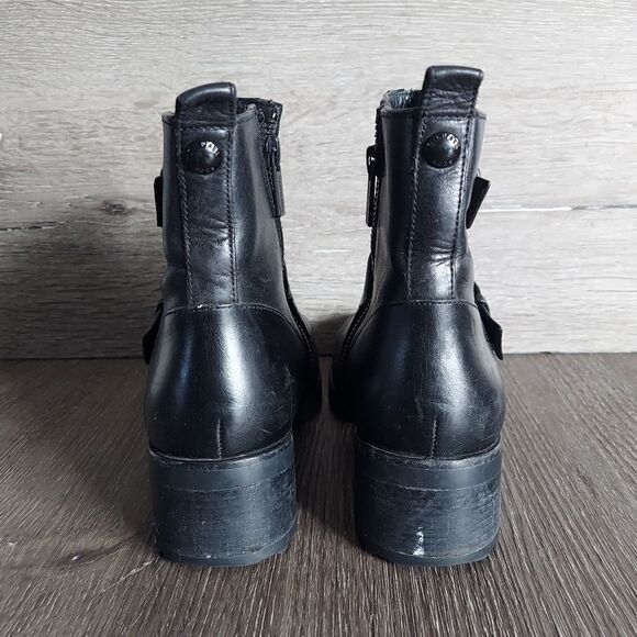 Michael Kors Jet Set 6 Gretchen Black Leather Ankle Boots 7.5 - Picture 5 of 11